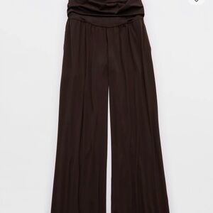 Aerie offline Brown fold over Women's wide leg - real me super wide leg NWT